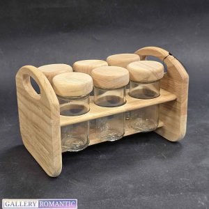 جای ادویه 6 تایی عروس نوین استند ثابت چوب رابر
