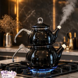 کتری و قوری لعابی کاراجا ترکیه مشکی