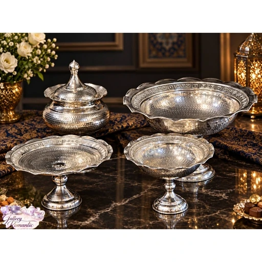 jUfBiMrPAfmFxJp3Y21CF967UFxTdjWGsFVdLXAG7aJCojBL27.jpg_512X512X70.jpg ست پذیرایی مس زنجان کروم شده ورساچ 5 پارچه - تصویر 1