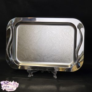 سینی استیل سیلا ماری گلدار کوچک کد 210